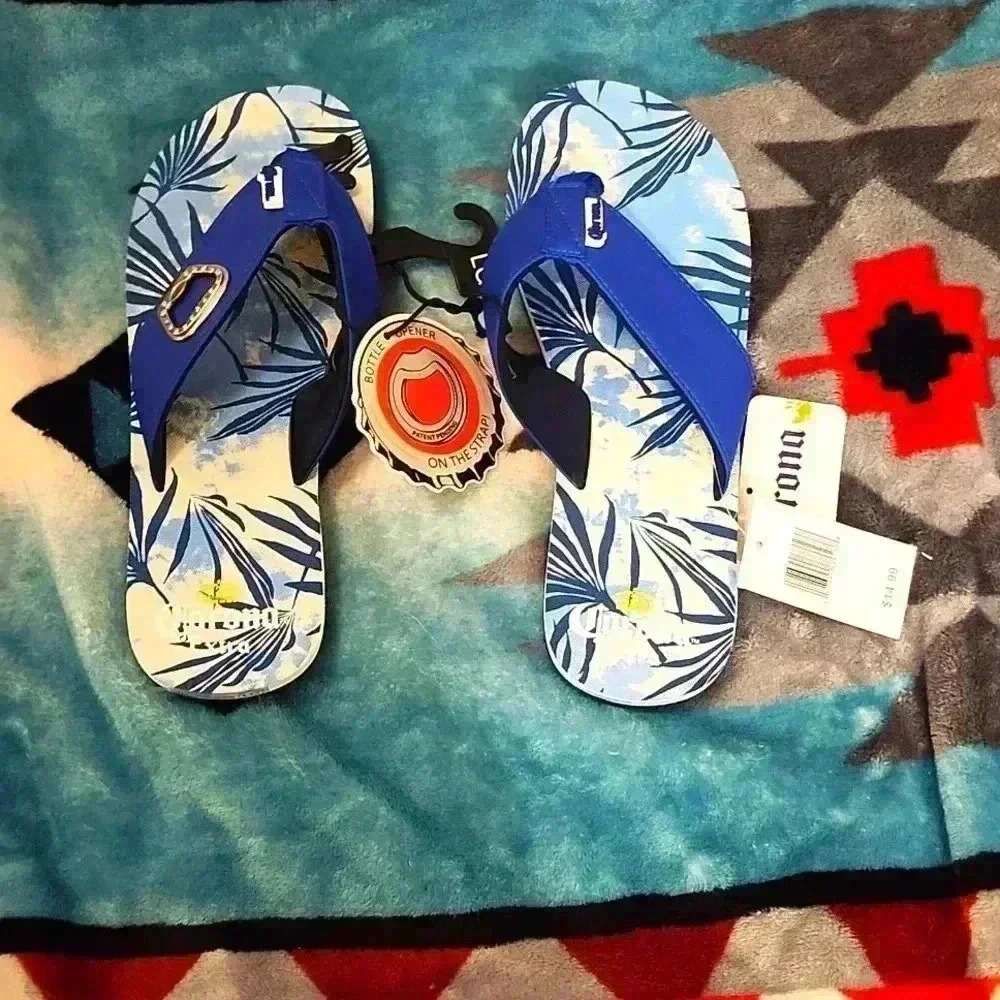 Corona beach print thong sandals